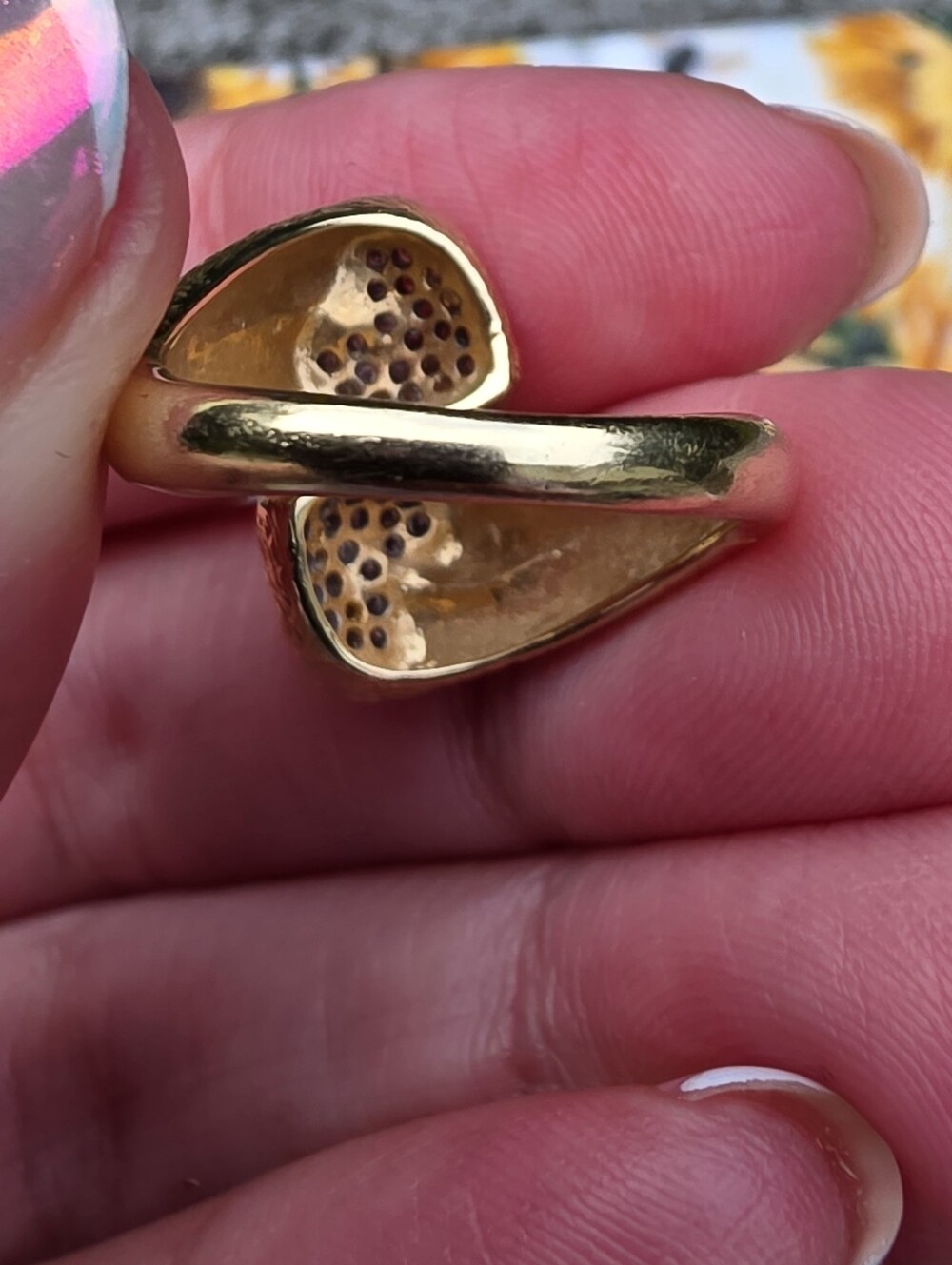 10k Double Heart Diamond Bypass Ring - Picture 11 of 12